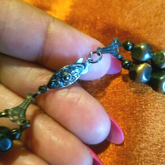 Rustic Brown & Copper Resin Beads Necklace - Picture 2 of 2